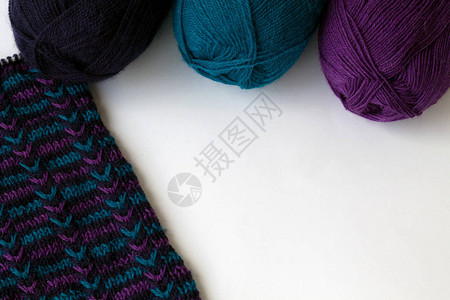 用于编织和编织的彩色羊毛线以复制空间顶图片