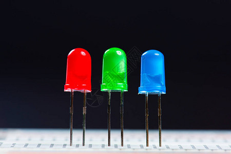 红色绿色和蓝色LED二极管图片