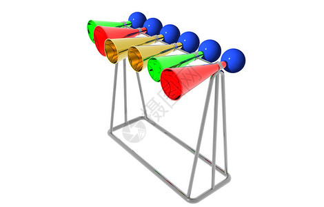 有五颜六色的号角的金属立场图片
