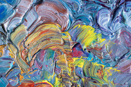 调色板上混合的多色油画颜料抽象背景图片素材