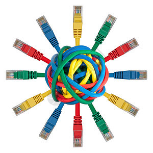 彩色电缆球有网络插头图片