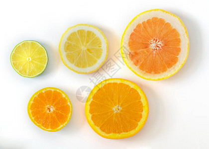 收集新鲜的柠檬柠檬橙子柑橘白图片