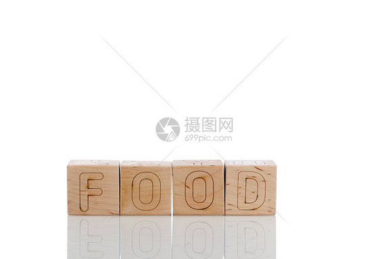 白色背景特写带字母食物图片