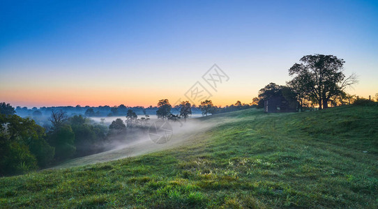 晨雾中的农场图片