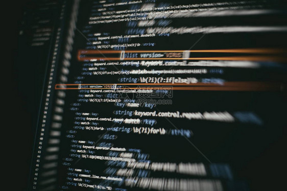 程序员开发人员的编码应用程序Web应用程序编码带有源代码的计算机上的脚本软件的编程代码抽象背景图片
