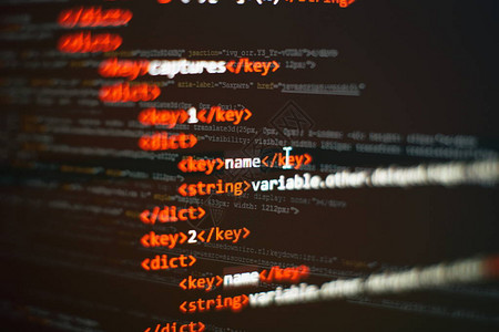 程序员开发人员的编码应用程序Web应用程序编码带有源代码的计算机上的脚本软件的编程代码抽象背景图片