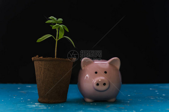 小猪银行和工厂资本乘法的概念图片