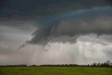 与风雨如磐的天空的春天风景图片