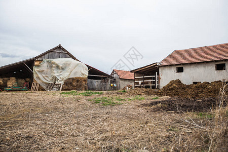 农村房屋和农场乡村景观塞尔维亚的一个村庄图片