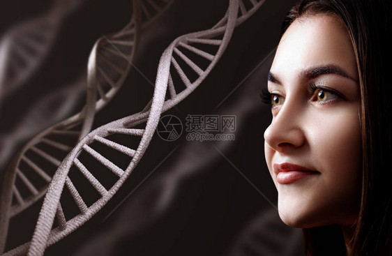DNA链中感年轻女肖像图片