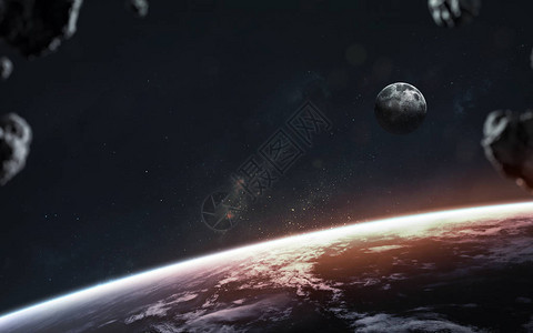 从地球行星轨道空间站升出日图片