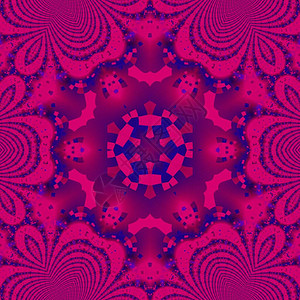 具有几何方形矩和十字形的霓虹紫粉色抽象图案的花卉幻图片