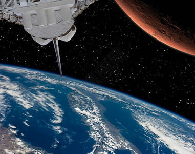 航天飞机从地球飞到火星由美国航天局提背景
