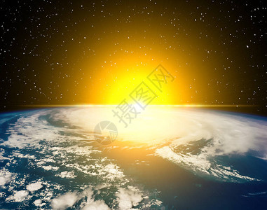 地球和迷人的日出这幅由美国航天局提供的图像图片