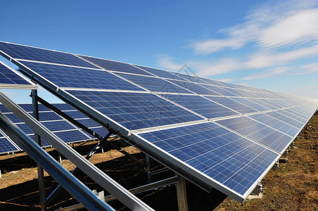 发电厂的光电太阳能电池板背景图片