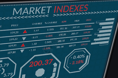 像素屏幕上的股票市场指数或外汇交易数据图片
