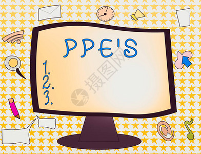 文字书写文本Ppes是商业照片展示用于防止健康和安全危害的专用设备Web应用程序软件图标围绕空白安装的图片