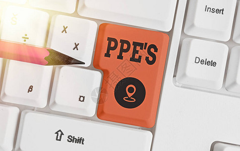 手写文字书写Ppes是概念照片用于防止健康和安全危害的专用设备不同颜色的键盘图片