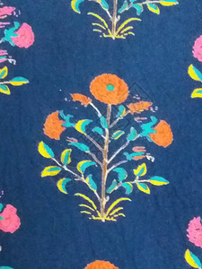花卉蓝色和橙色纺织品设计图片