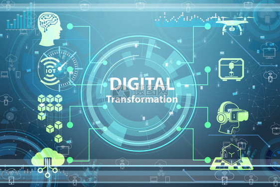 数字化转型概念3d渲染图片