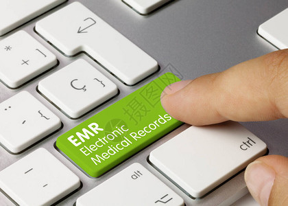 EMR电子医疗记录以金属键盘绿键写图片