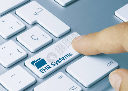 EHRSystems刻录在金属键盘的蓝键上图片