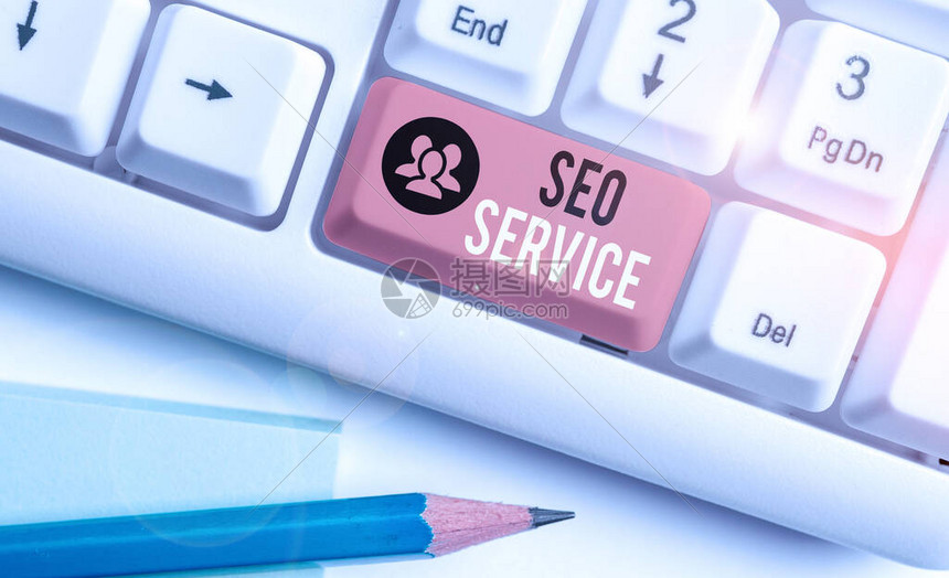 文字书写文本Seo服务商业照片展示了提高网站知名度的技