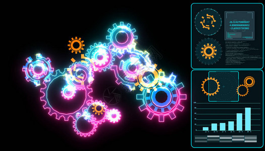 未来时代数字热动力齿轮纳米技术图形无限穷度强能和分析图监测器图片