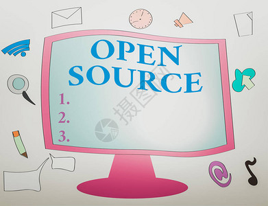 显示OpenSources的书写注释商业概念包含源代码图片