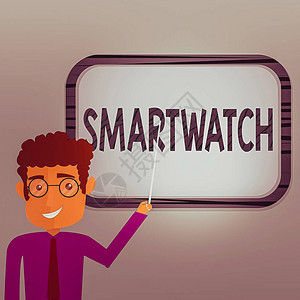 显示Smartwatch的书写笔记带触摸屏显示器的移动设备的商业概念图片