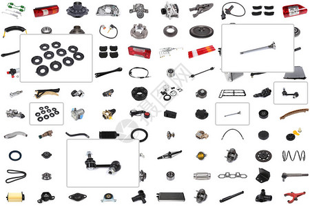 汽车和卡车的各种汽车零部件的拼凑图片