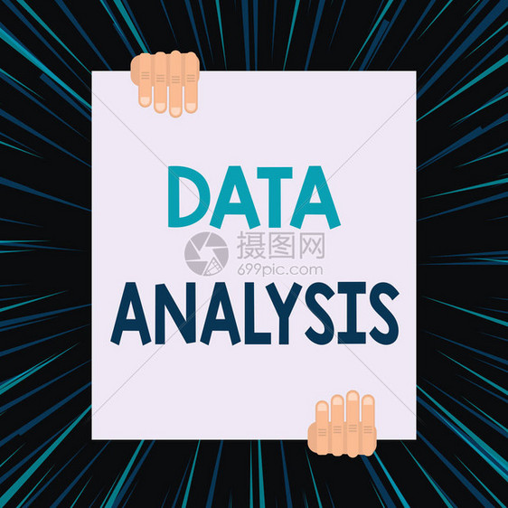 手写文本书写数据分析概念照片将数字转换为分析结论预测两只手拿着大空白矩形向上下图片