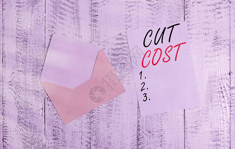 手写文本削减成本概念照片为减少开支和提高利润而采取的措施前视图