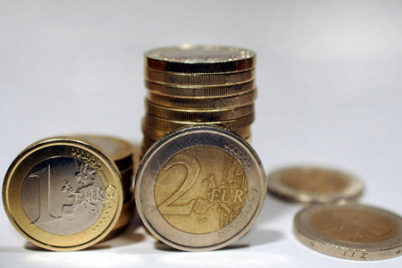 欧元货币欧元硬币背景图片