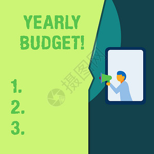 显示年度预算的概念手写概念意义公司s的计划是一个财图片