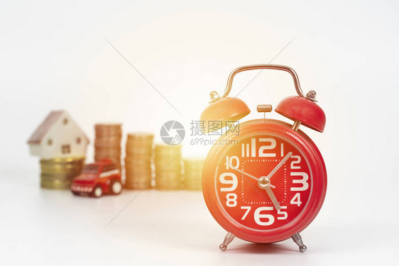 时钟硬币家和汽车金融图片