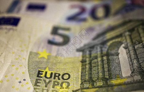 欧元纸币的宏观形象图片