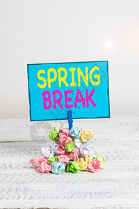 显示春假的文字符号展示周s的商业照片是春季学生的假期图片