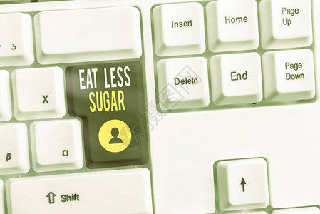 概念意味着减少糖的摄入和吃健康的饮食丰富的食物彩色键盘图片