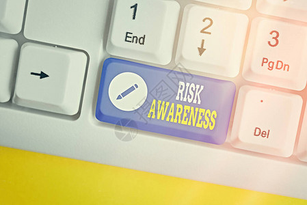 文字书写文本风险意识商业照片展示识别可能导致危及生命的因素的白色pc键盘图片
