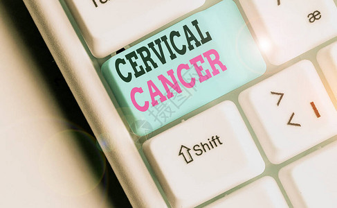 显示宫颈癌的书写笔记发生在子宫颈细胞中的癌症类背景图片