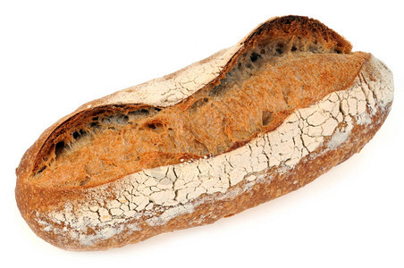 白色背景上的传统法式面包特写背景图片