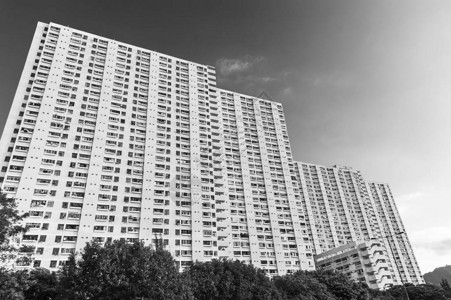 香港市公有房地产的住宅建筑在高图片