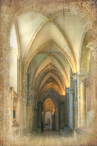 对大教堂内部图像应用的Retrogru图片