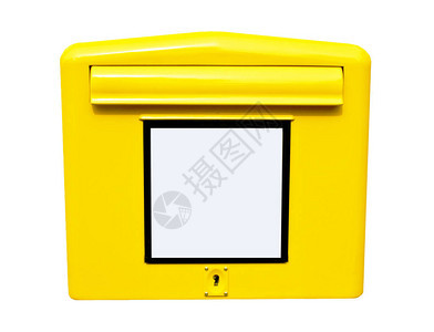 白色背景上的黄色信箱图片