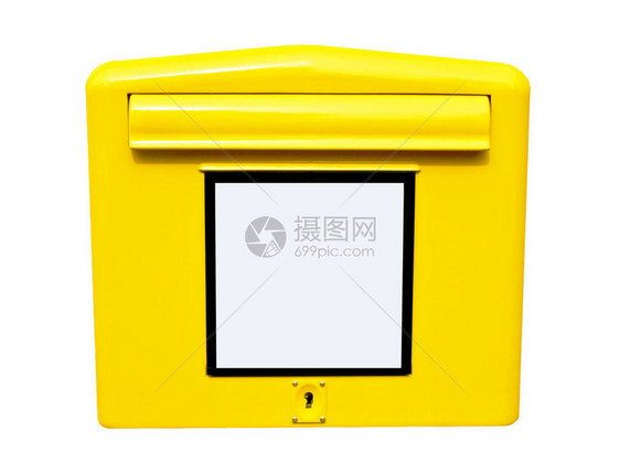 白色背景上的黄色信箱图片
