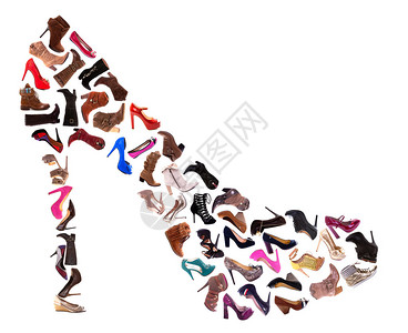 由30只女士鞋高跟鞋凉鞋和靴子组成的拼图图片