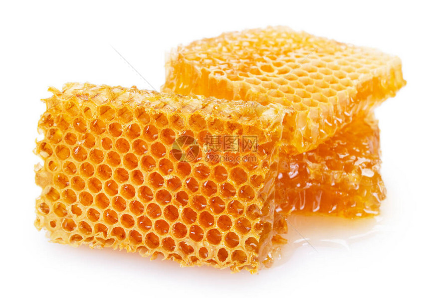 蜂蜜窝与蜂蜜隔离在白图片