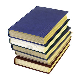 一叠五本书在白色背景下被隔离图片素材