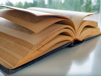 一本厚的旧书打开图片